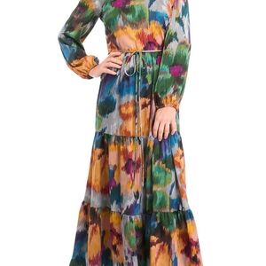 Maison Tara Vibrant Long Sleeve Maxi Dress